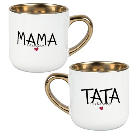 Zestaw kubków 400 ml „Mama idealna” i „Tata doskonały” – elegancki prezent dla rodziców