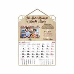 Kalendarz drewniany ze zdjęciem na Dzień Babci lub Dziadka. 2