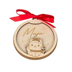 Personalizowana bombka drewniana świąteczna z imieniem –...