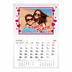 Kalendarz Walentynkowy jednodzielny A3 z Twoim zdjęciem i...