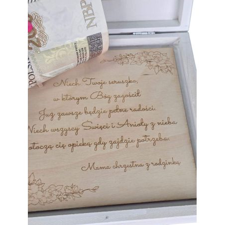 Pudełko na pieniądze z personalizacją i miejscem na zdjęcie – wyjątkowy prezent na Chrzest Święty 👼💝