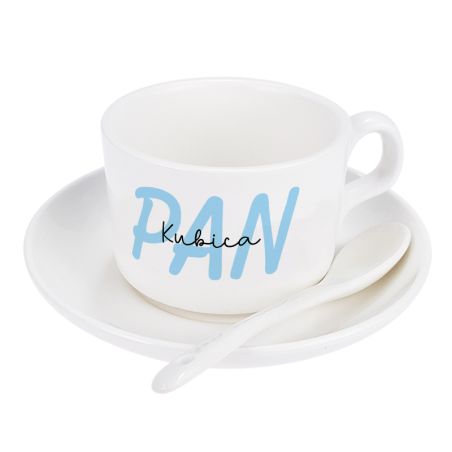 Zestaw filiżanek PAN & PANI z personalizacją – idealny prezent na ślub! 💑💙💗