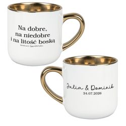 ✨ Elegancki kubek ślubny 400 ml ze złotym wnętrzem i...