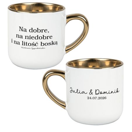 ✨ Elegancki kubek ślubny 400 ml ze złotym wnętrzem i personalizacją ✨