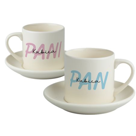 Zestaw filiżanek PAN / PANI z nazwiskiem – 170 ml - prezent na ślub, rocznice nowe mieszkanie  🎁