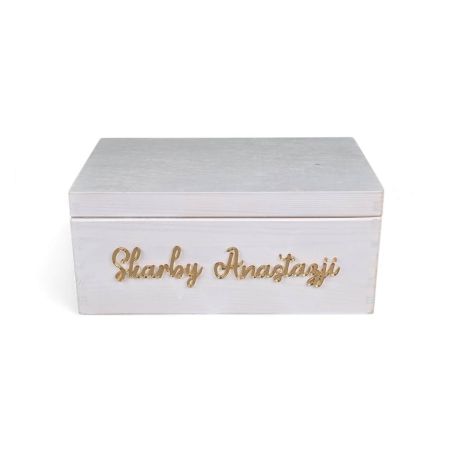 Skrzynka Kuferek Wspomnień – Personalizowane pudełko na pamiątki - prezent na chrzest święty, roczek ✨💛