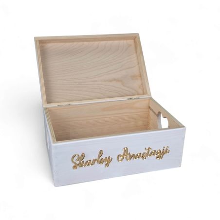 Skrzynka Kuferek Wspomnień – Personalizowane pudełko na pamiątki - prezent na chrzest święty, roczek ✨💛