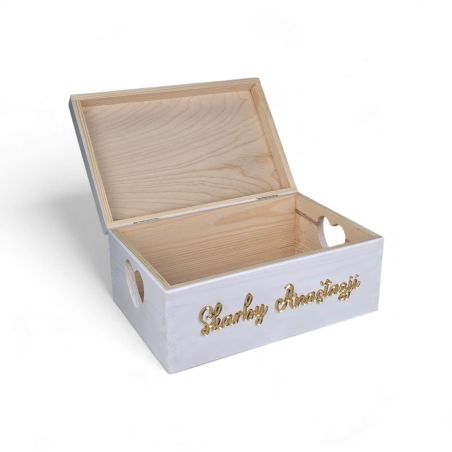 Skrzynka Kuferek Wspomnień – Personalizowane pudełko na pamiątki - prezent na chrzest święty, roczek ✨💛