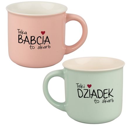 Kubki dla Babci i Dziadka 360 ml 💖 Zestaw Prezent „Babcia Dziadek to skarb”