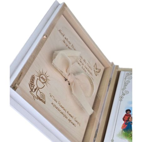 Personalizowane pudełko na Biblię Komunia Święta 🎁 pudełko na pieniądze + Biblia dla dzieci 📖 grawer imię data