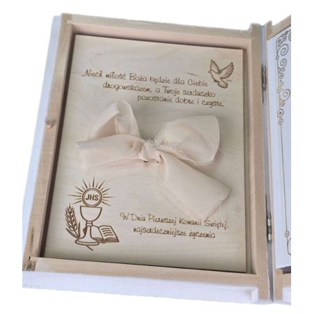 Personalizowane pudełko na Biblię Komunia Święta 🎁 pudełko na pieniądze + Biblia dla dzieci 📖 grawer imię data