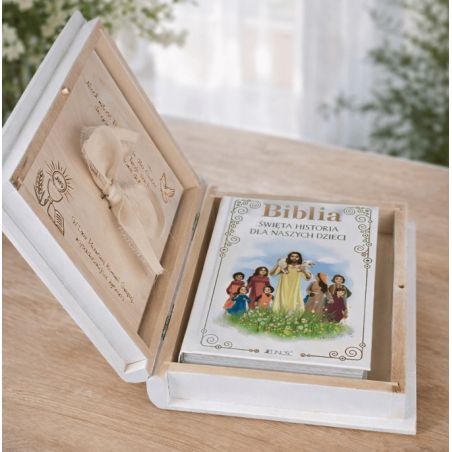 Personalizowane pudełko na Biblię Komunia Święta 🎁 pudełko na pieniądze + Biblia dla dzieci 📖 grawer imię data