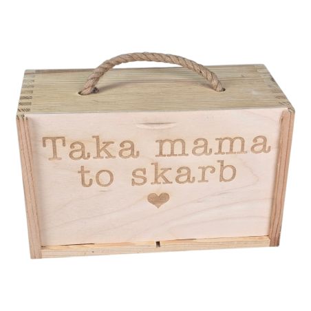 Zestaw prezentowy „Taka mama to skarb” – kubek, fartuszek i drewniane pudełko 💖🎁