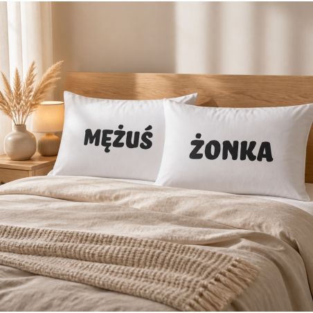 Zestaw poduszek Mężuś & Żonka 40 × 60 cm - prezent na ślub