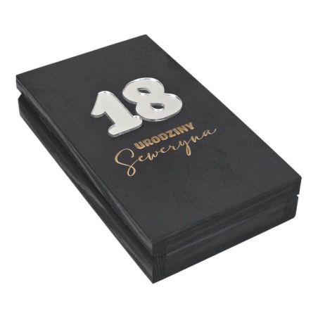 Personalizowane drewniane pudełko na pieniądze – prezent na 18 urodziny 🎁✨