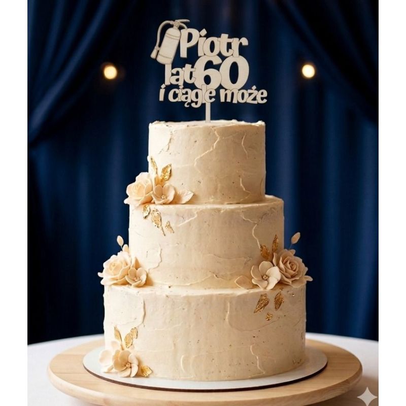 Personalizowany topper na tort „… lat i ciągle może” z imieniem 🎂🎉