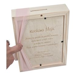 Skarbonka drewniana z grawerem – personalizowana skarbonka na marzenia z imieniem 🐱💖 2