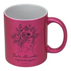 💖 Kubek perłowy różowy 330 ml – „Bądź dla siebie najważniejsza” 2