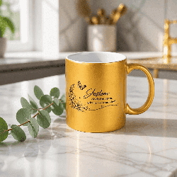 ✨ Kubek złoty perłowy 330 ml – „Jestem dokładnie tam, gdzie powinnam być.”