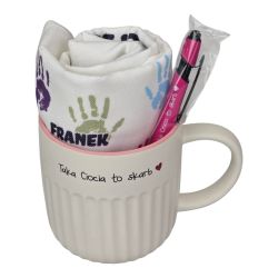 🎁 Personalizowany zestaw prezentowy dla Cioci ze żłobka ❤️ Kubek + torba + długopis
