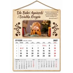 Kalendarz drewniany ze zdjęciem 18 x 13 cm– stworzony specjalnie na Dzień Babci lub Dzień Dziadka. 🎯📦