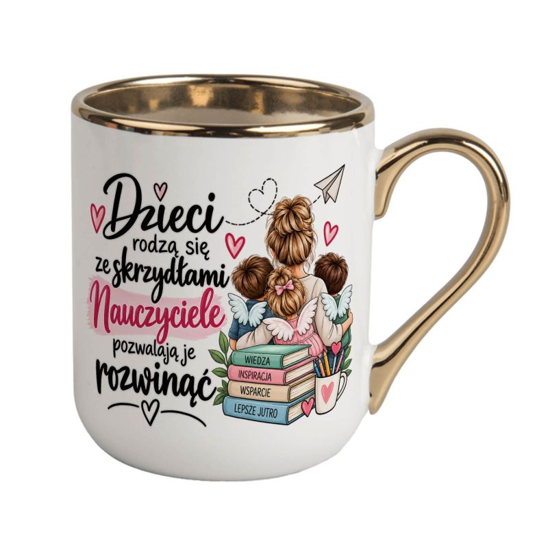 Kubek dla nauczyciela „Dzieci rodzą się ze skrzydłami” 330 ml❤️