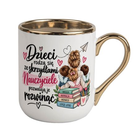 Kubek dla nauczyciela „Dzieci rodzą się ze skrzydłami” 330 ml❤️