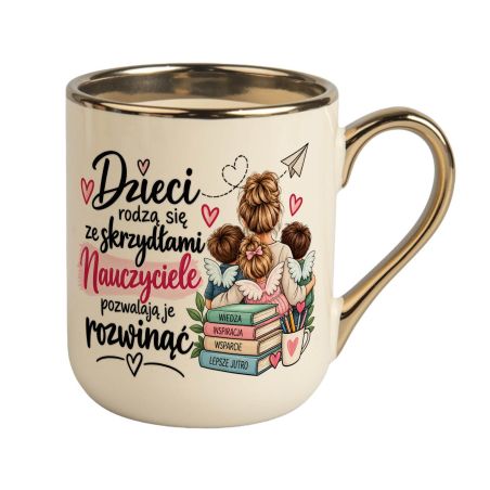 Kubek dla nauczyciela „Dzieci rodzą się ze skrzydłami” 330 ml❤️