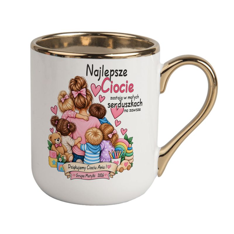 Kubek dla Cioci „Najlepsze Ciocie zostają w małych serduszkach” 330 ml z personalizacją