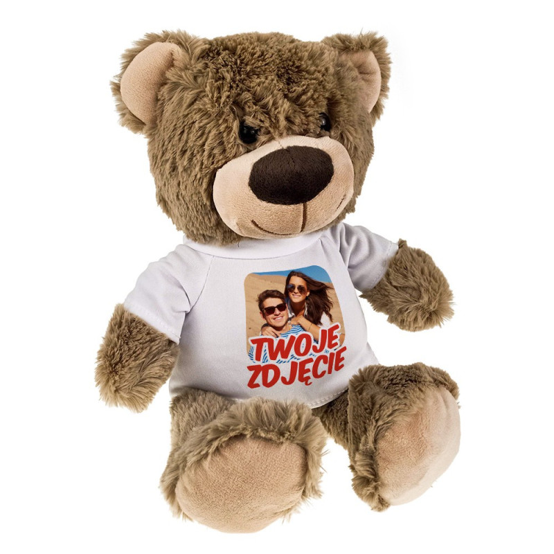 Miś brązowy z Twoim zdjęciem, grafiką, bądź napisem na koszulce.