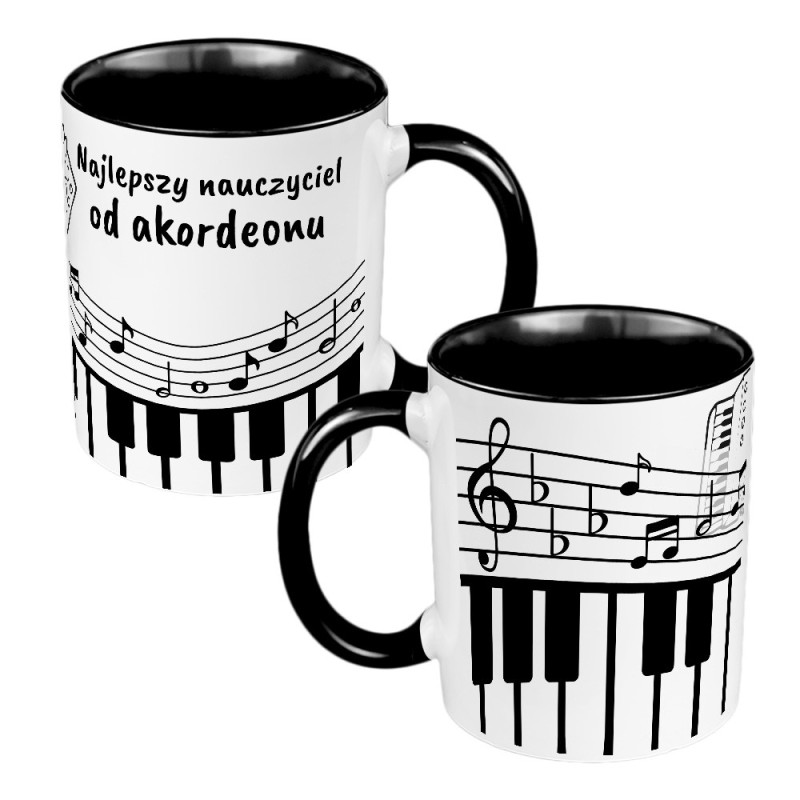Kubek 330 ml kolorowy dla nauczyciela muzyki - Najlepszy nauczyciel od akordeonu. (Kolor: Czarny)