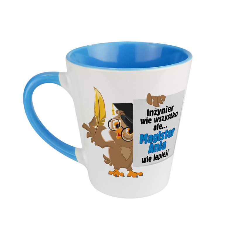 Kubek latte - gratulacje z okazji obrony magistra. (Kolor: Zielony - Wybór wersji: Z personalizacją)